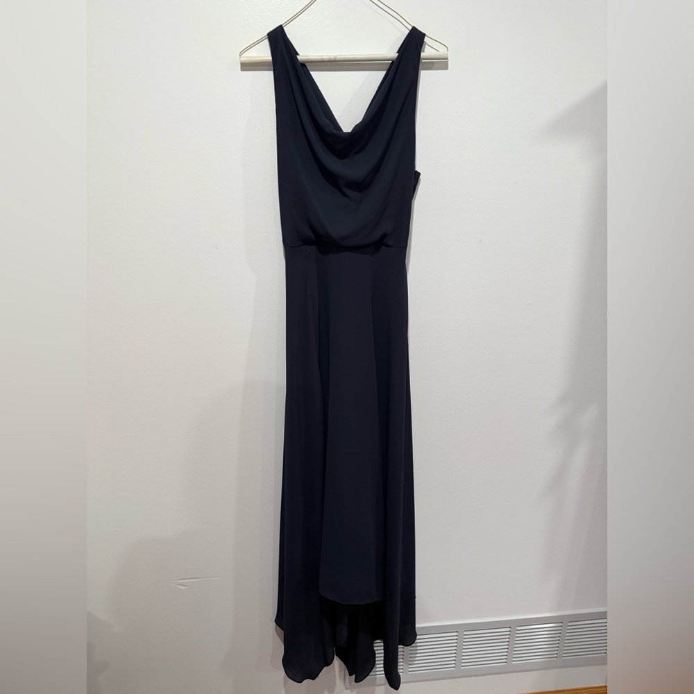 Halston Heritage Maxi Dress Crepe Evening Gown Draped Cowl Neck - Picture 4 of 9